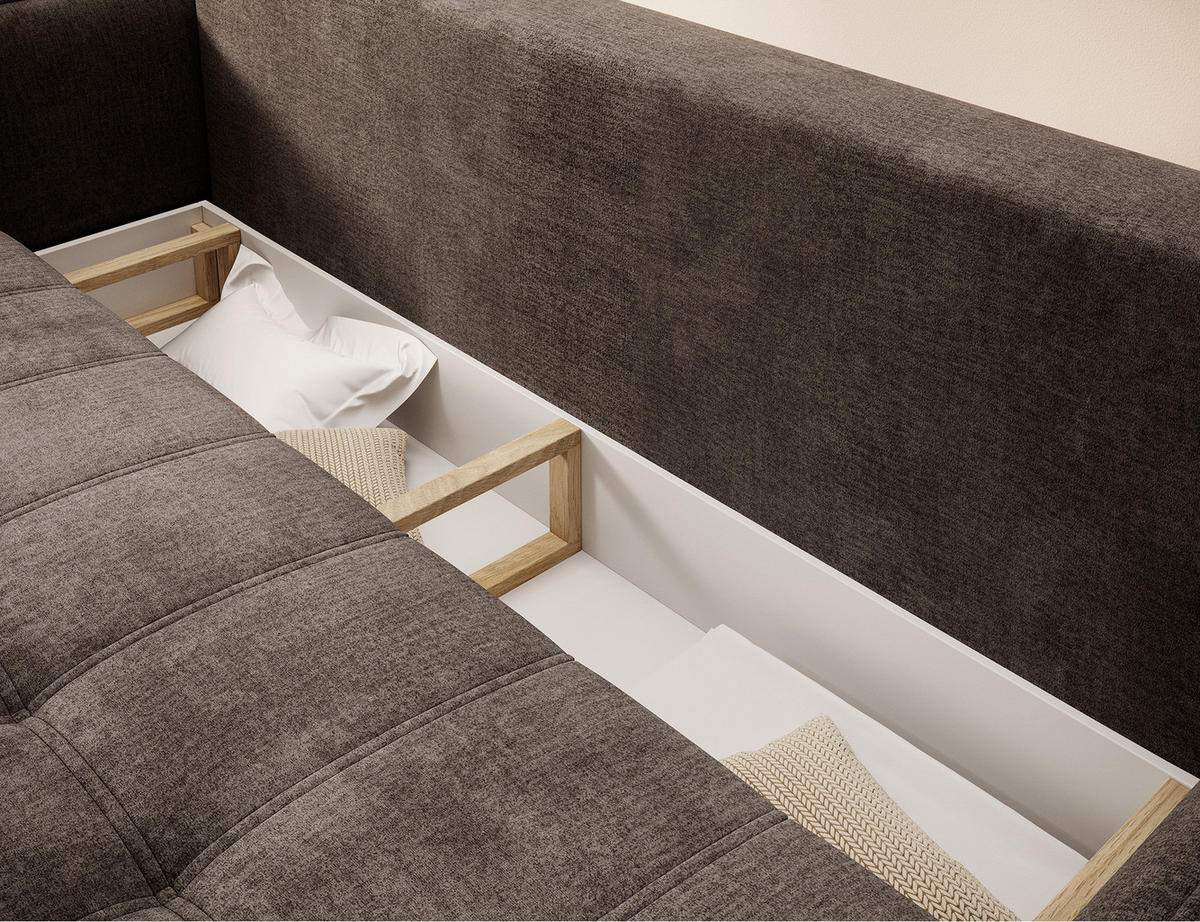 SCHLAFSOFA WELSH - Braun (NUBE 22) - Braun, Holzwerkstoff (242/94/106cm) - Möblo
