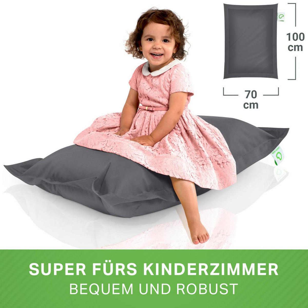 KINDER-SITZSACK 70x100cm - 70 Liter - Dunkelgrau, Textil (70/10/100cm) - Green Bean