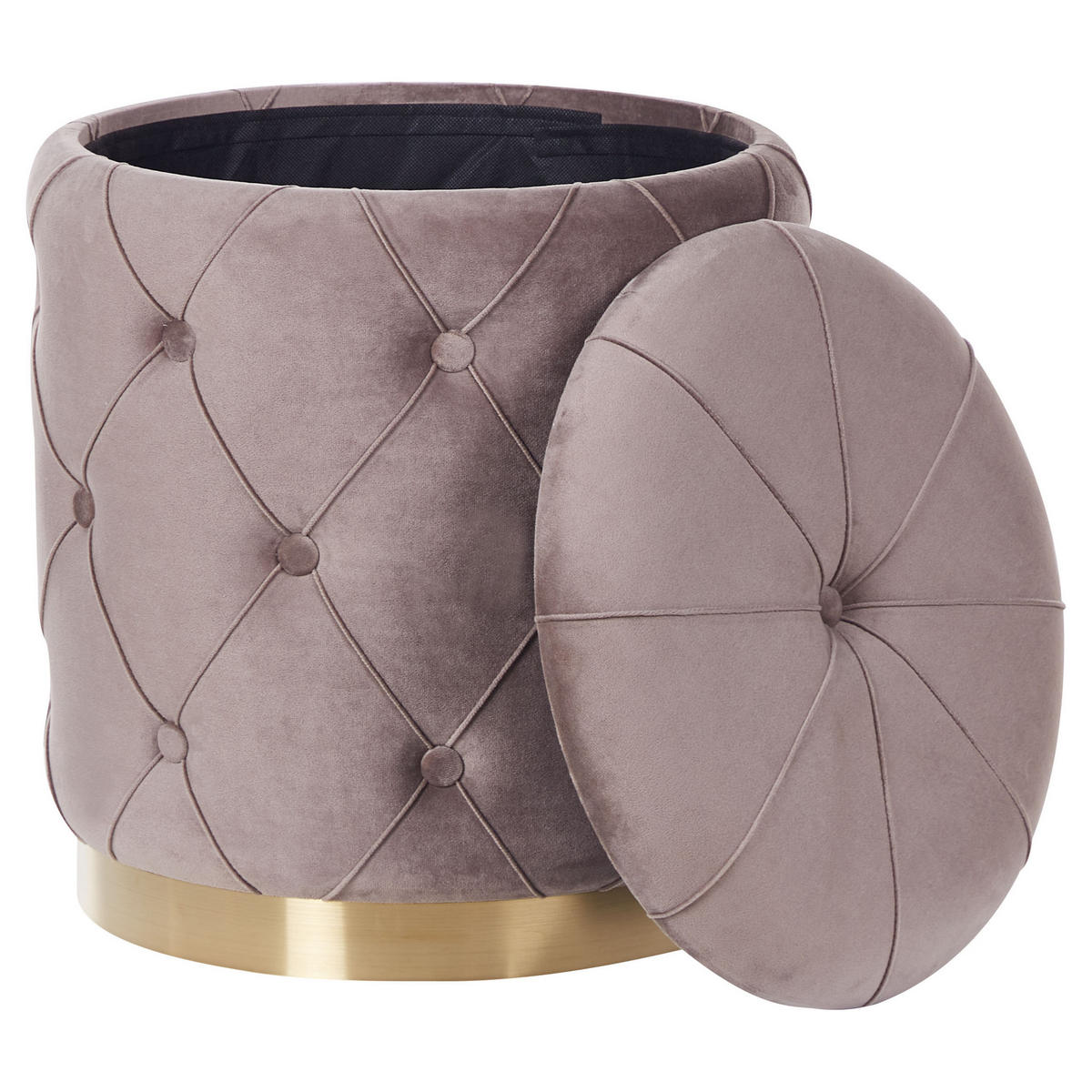 POUF 2er-Set Taupe Pueblo - Taupe/Goldfarben, Textil (33/44/33cm) - Beliani