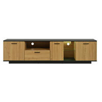 TV-SCHRANK Schwarz, Natur - Schwarz, Holzwerkstoff (37/45/180cm) - Raumix