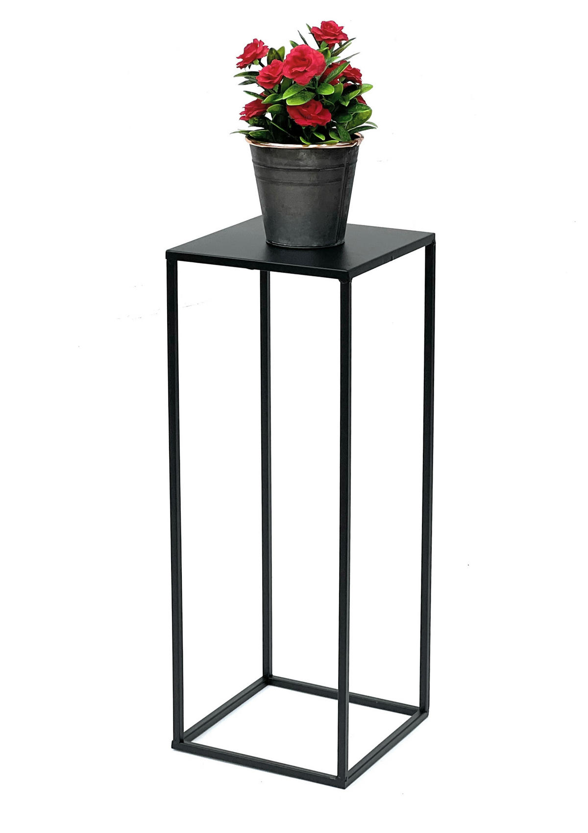 BLUMENHOCKER Metall Schwarz Eckig 60 cm 96315 M - Schwarz, Metall (23/60/23cm) - DanDiBo