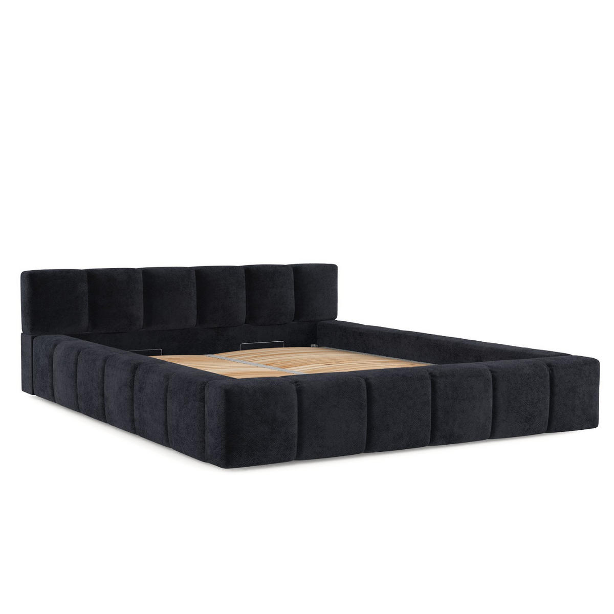 POLSTERBETT Milos mit Stauraum 180/200 cm Schwarz im Terra NW Stoff - Schwarz/Naturfarben, Holz/Holzwerkstoff (180/200cm) - AltaBeds