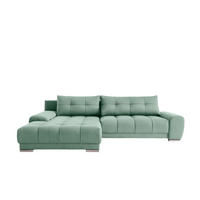 ECKSOFA WAVE Mit Schlaffunktion, Stoff SORO, Mintz Links - Mintgrün, Holz (105/281cm) - Kaiser Möbel