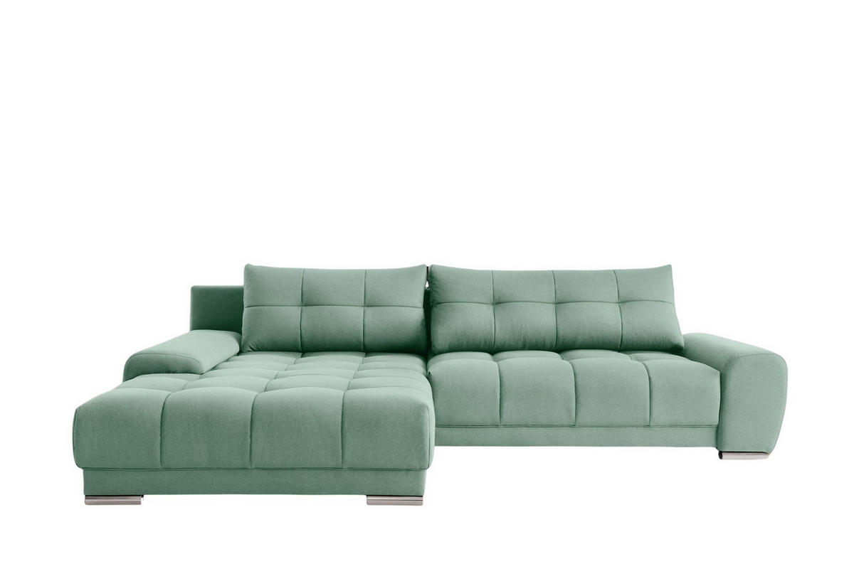 ECKSOFA WAVE Mit Schlaffunktion, Stoff SORO, Mintz Links - Mintgrün, Holz (105/281cm) - Kaiser Möbel