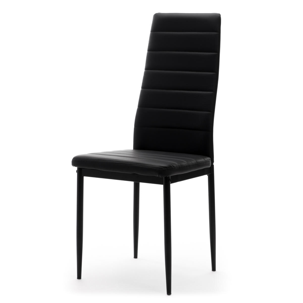 STUHL Set FADO 4x aus Ökoleder - schwarz - Schwarz, Leder/Metall (45/99/50cm) - NEW HOME