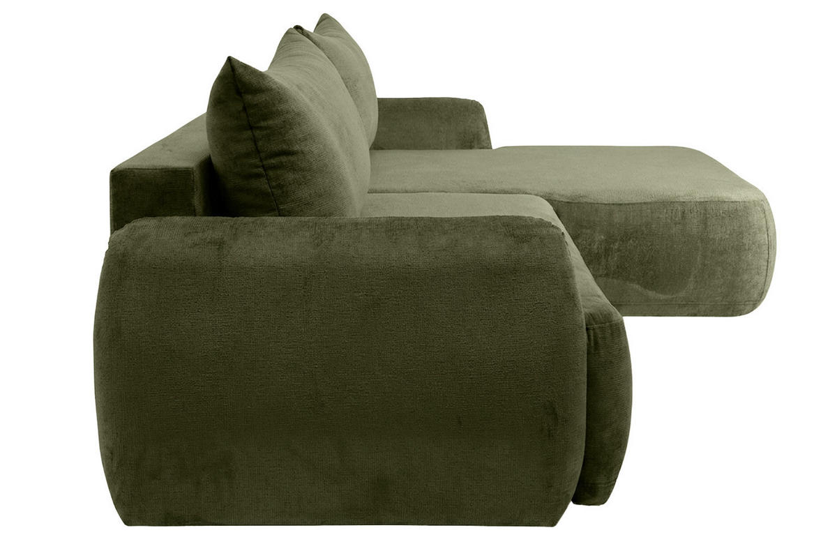 ECKSOFA Mit Schlaffunktion Und Bettkasten, Chenille-Stoff Perfecto, Grün, Rechts, HELA II - Grün, Holz (280/184cm) - Kaiser Möbel