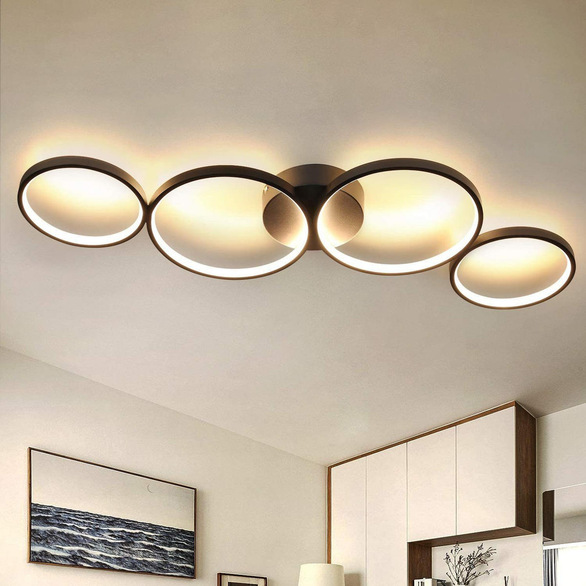 LED-DECKENLEUCHTE Wilhelmina 89/33/6 cm - Schwarz, Metall (89/33/6cm) - Nettlife