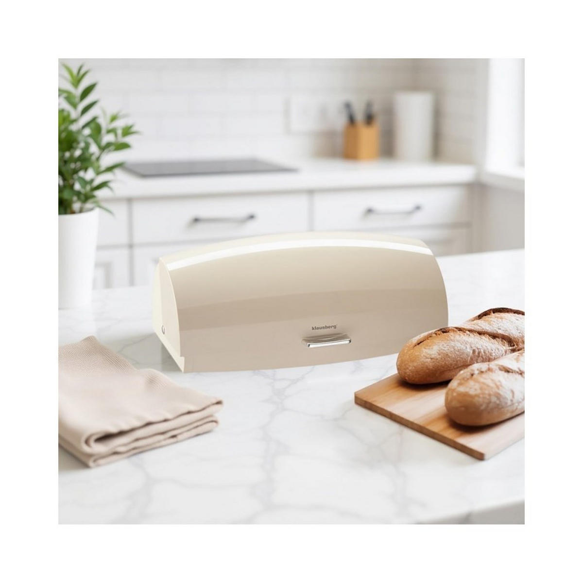 BROTKASTEN Creme 45/28.5/17 cm KB7932 - Creme, Metall (28.5/17/45cm) - Klausberg 