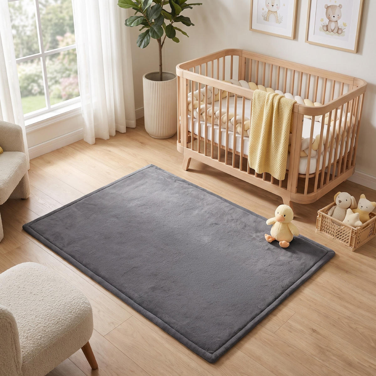 KINDERTEPPICH FLUFFIN dunkelgrau kuschelig waschbar 150/200 cm - Dunkelgrau, Textil (150/200cm) - Tapiso