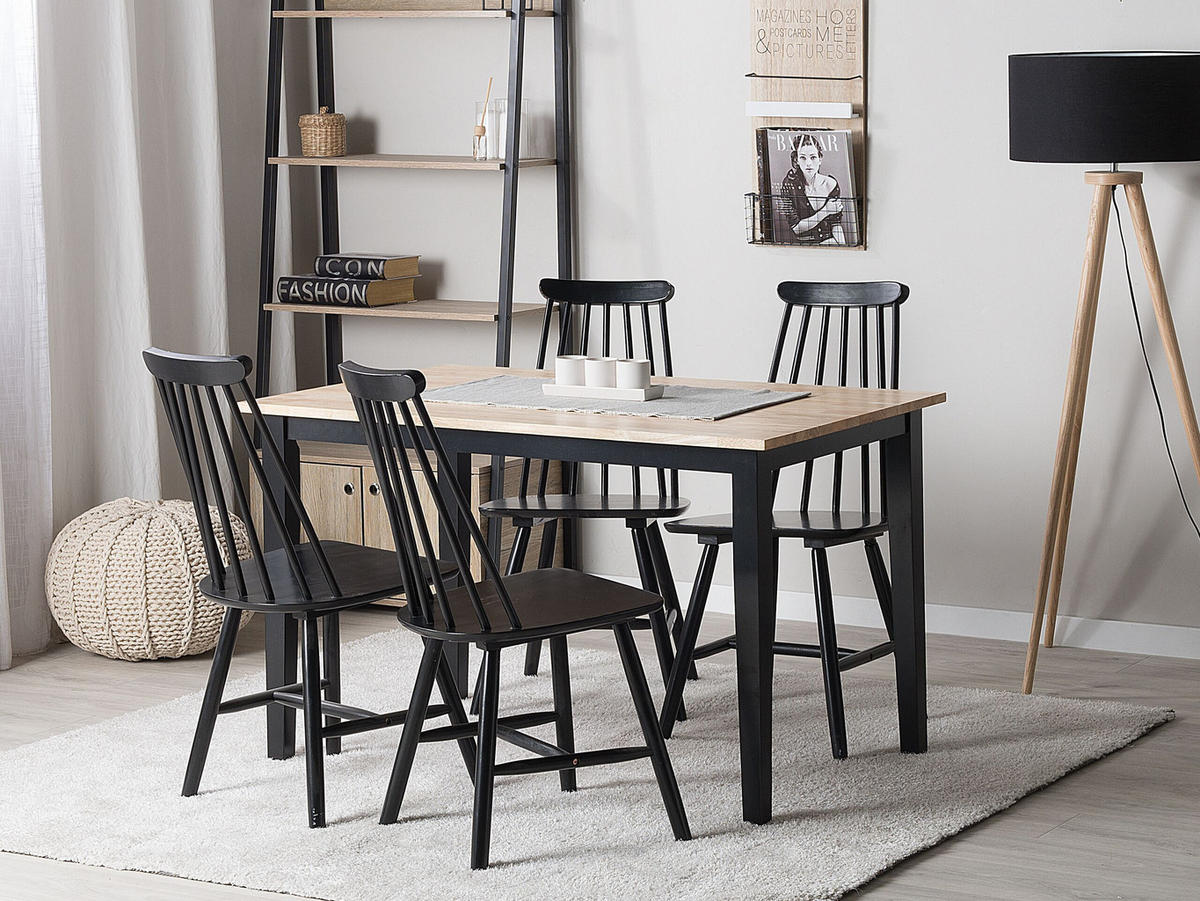 ESSTISCH 120/75/74 cm Schwarz, Hellbraun Rechteckig Houston - Schwarz, Holz (120/75/74cm) - Beliani