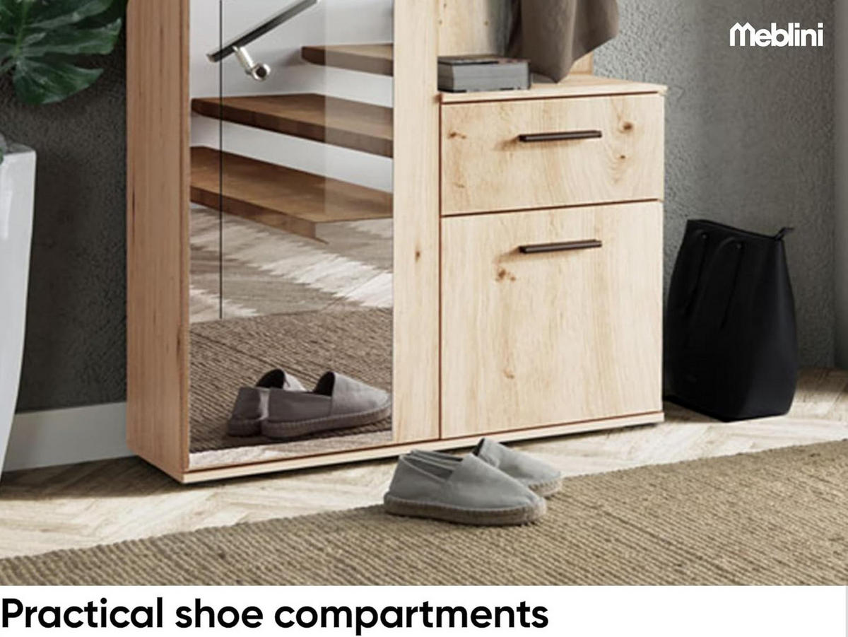 GARDEROBE LUXOR - Eiche Artisan, Holzwerkstoff (97/195/30cm) - Meblini