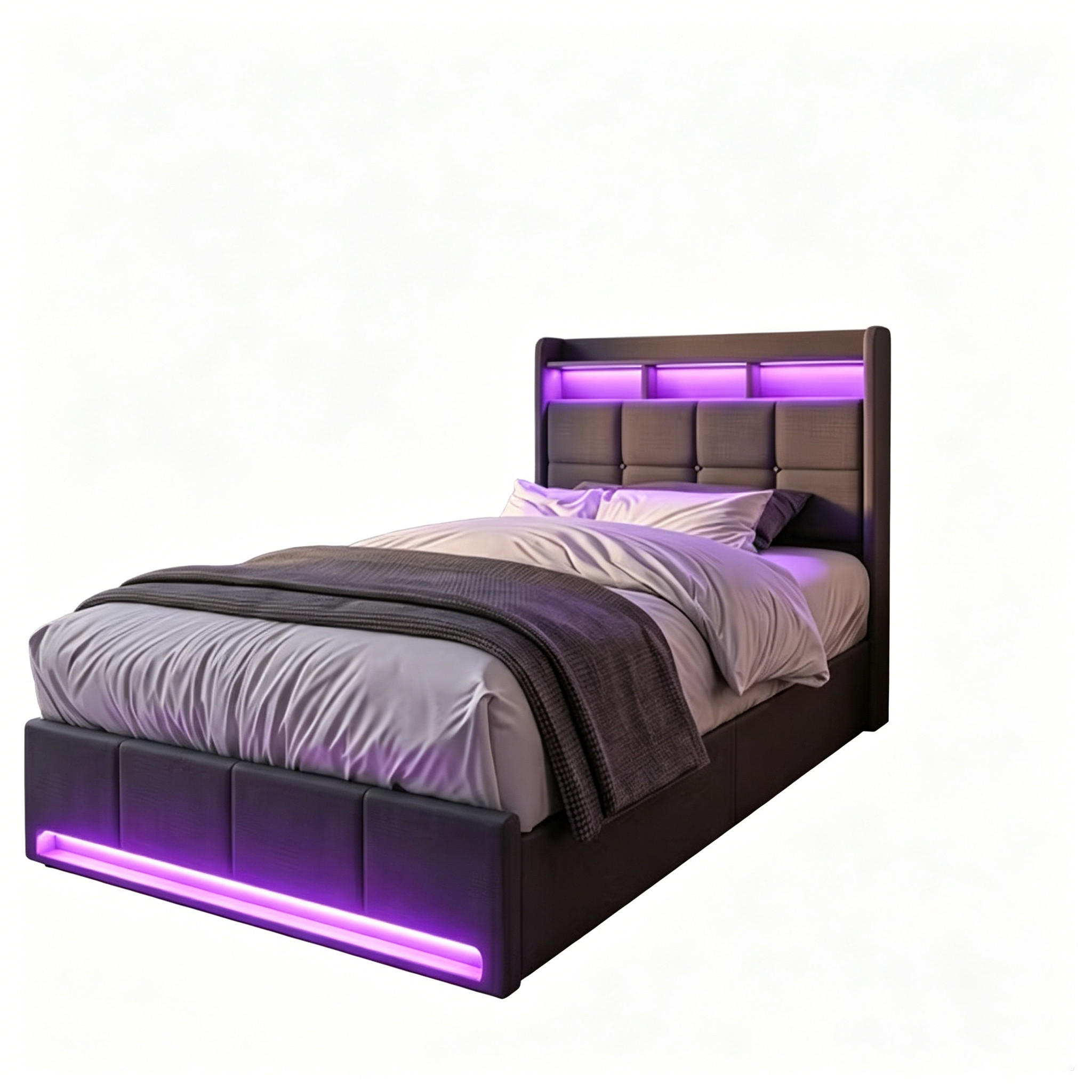 Parafta Home Polsterbett,Einzelbett Grau 90x200 cm