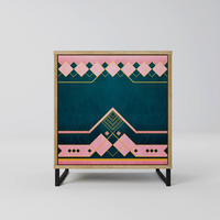 SIDEBOARD ROYAL COMPOSITION, Eichefarben, 57,5x42x67,5 cm, Schwarze Metall-Rahmenfüße - Eichefarben/Multicolor, Holzwerkstoff/Metall (57.5/67.5/42cm) - SpaceRebels