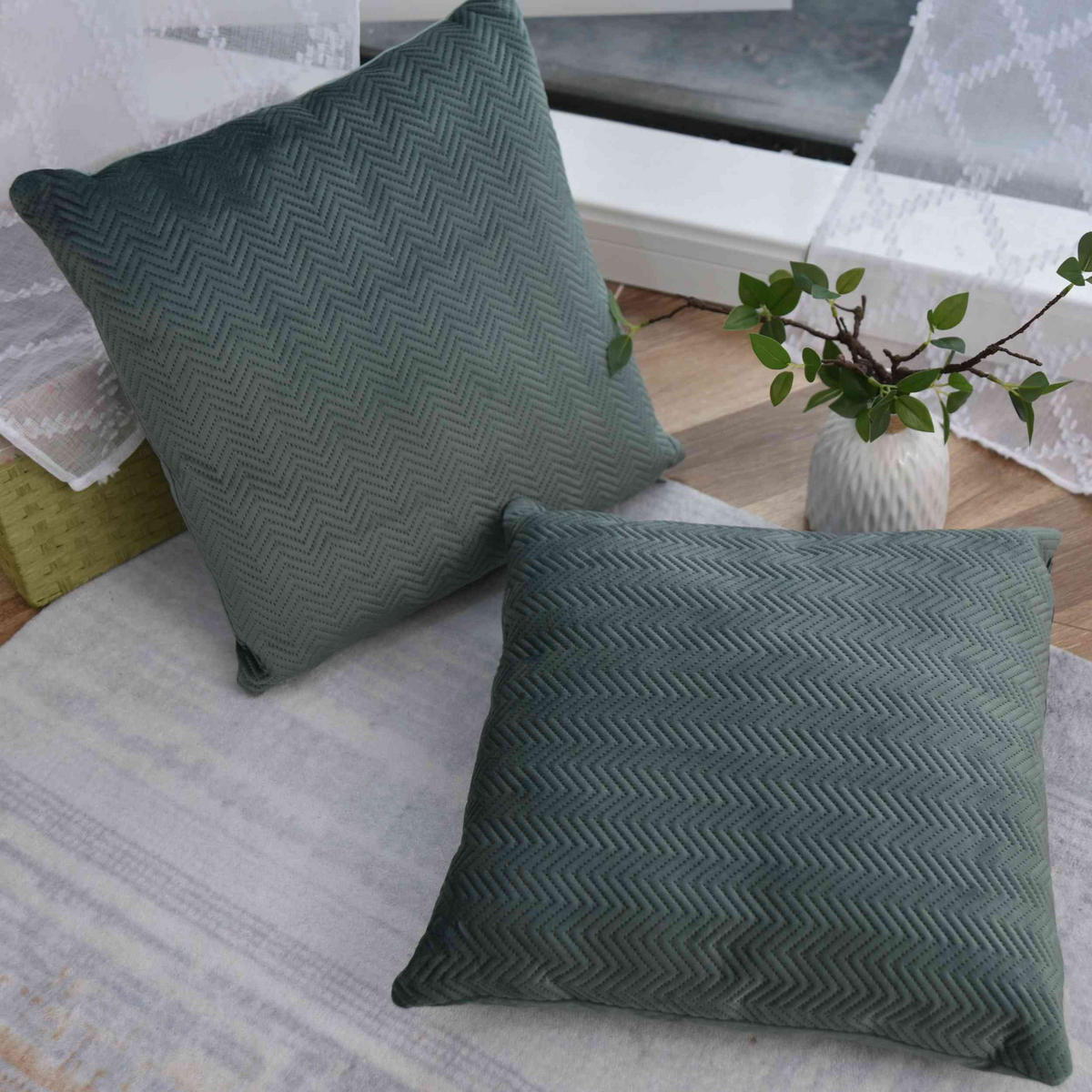 DEKOKISSEN Greta 45x45 cm Grün - Grün, Textil (45/45cm)