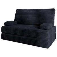 BETTSOFA LADIA aus Schaumstoff Cordstoff Schwarz Schlaffunktion - Schwarz, Textil (140/86/60cm) - MASSENO