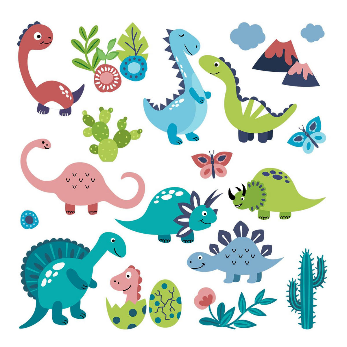 AUFKLEBER 80x144 cm Dinosaurier Pflanzen - Türkis, Kunststoff (80/144/0.1cm) - TULUP