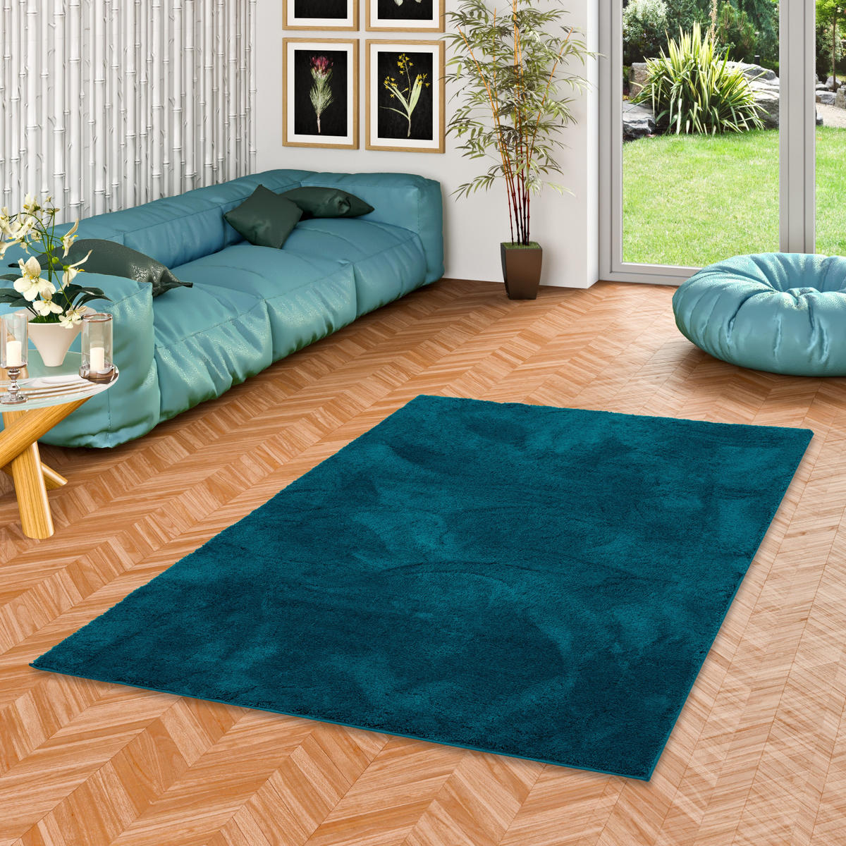 HOCHFLOR LANGFLOR SUPER SOFT TEPPICH SILKY - Petrol, Textil (160/230cm) - Pergamon