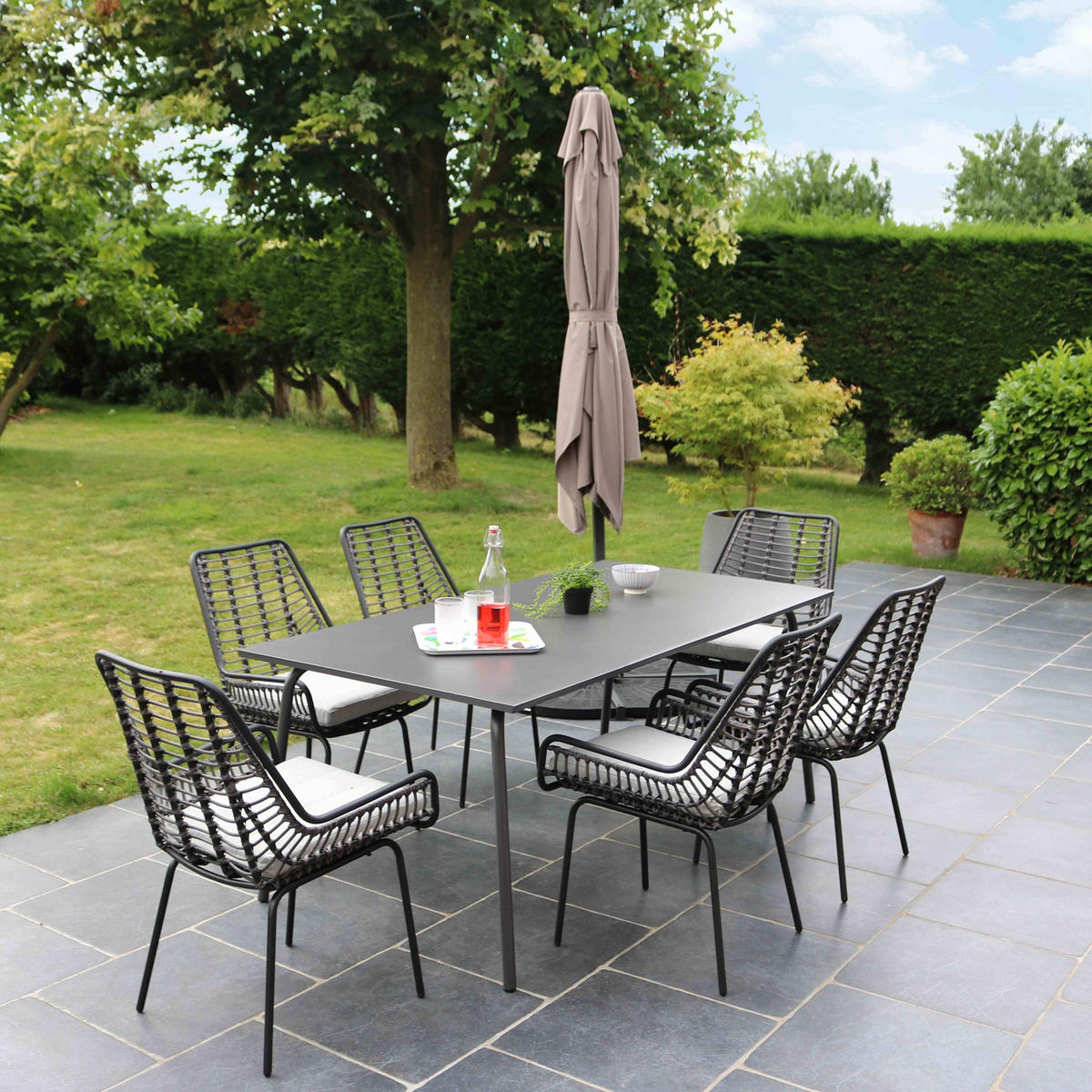 SONNENSCHIRM 2x3m mit 4 Gewichtsplatten, Taupe - Taupe, Metall (300/200cm) - Oviala