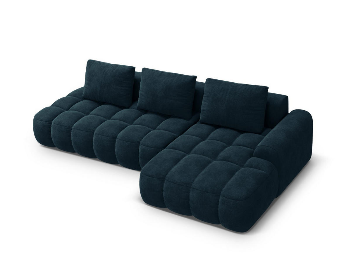 AUSKLAPPBARES-ECKSOFA rechts mit Container Linz aus Samt petrol 3 Sitzplätze - Petrol, Textil (142/275cm) - Cosmopolitan Design