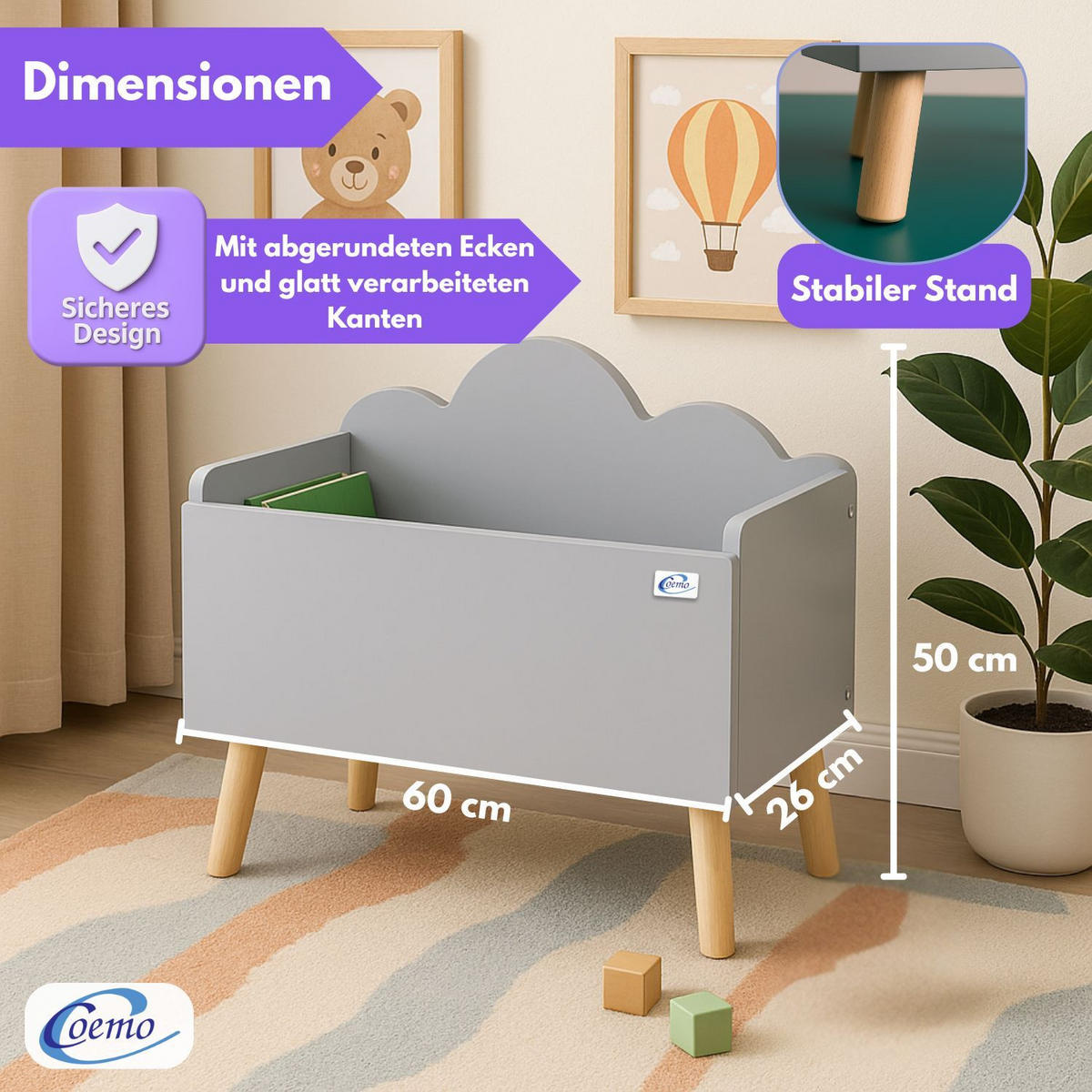 AUFBEWAHRUNGSKISTE LILO aus Holz in Grau - Grau, Holzwerkstoff (28/58cm) - Coemo