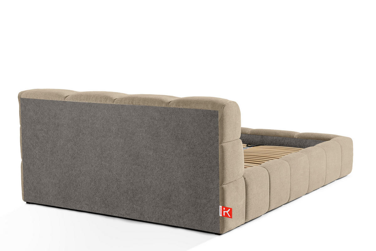 POLSTERBETT AERI 140/160/180/200 mit Rahmen und Bettkasten, beige - Beige, Holz/Holzwerkstoff (140/200cm) - KONSIMO®