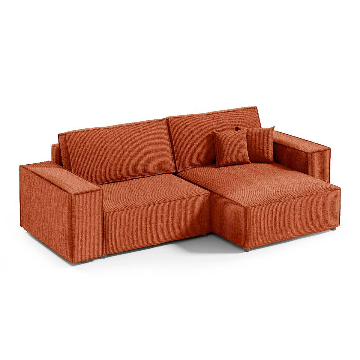ECKSOFA Isaac 3 Sitzplätze Orange - Orange, Holz (257/148cm) - Petits-meubles
