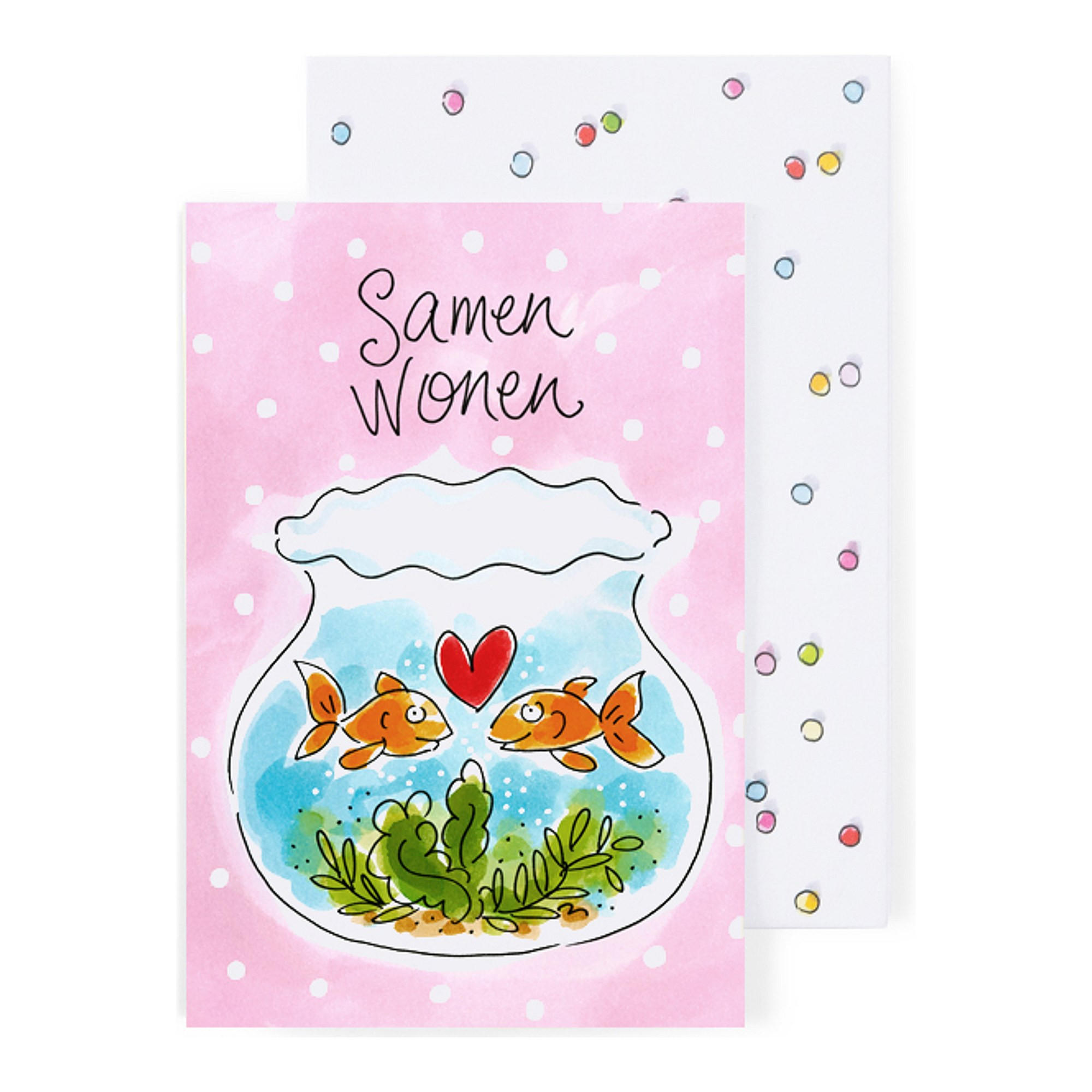 GRUSSKARTE Zusammenwohnen - Fischglas in Bunt - 17 x 11,5cm - Multicolor, Papier (11.5/0.2cm) - Blond Amsterdam