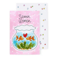 GRUSSKARTE Zusammenwohnen - Fischglas in Bunt - 17 x 11,5cm - Multicolor, Papier (11.5/0.2cm) - Blond Amsterdam