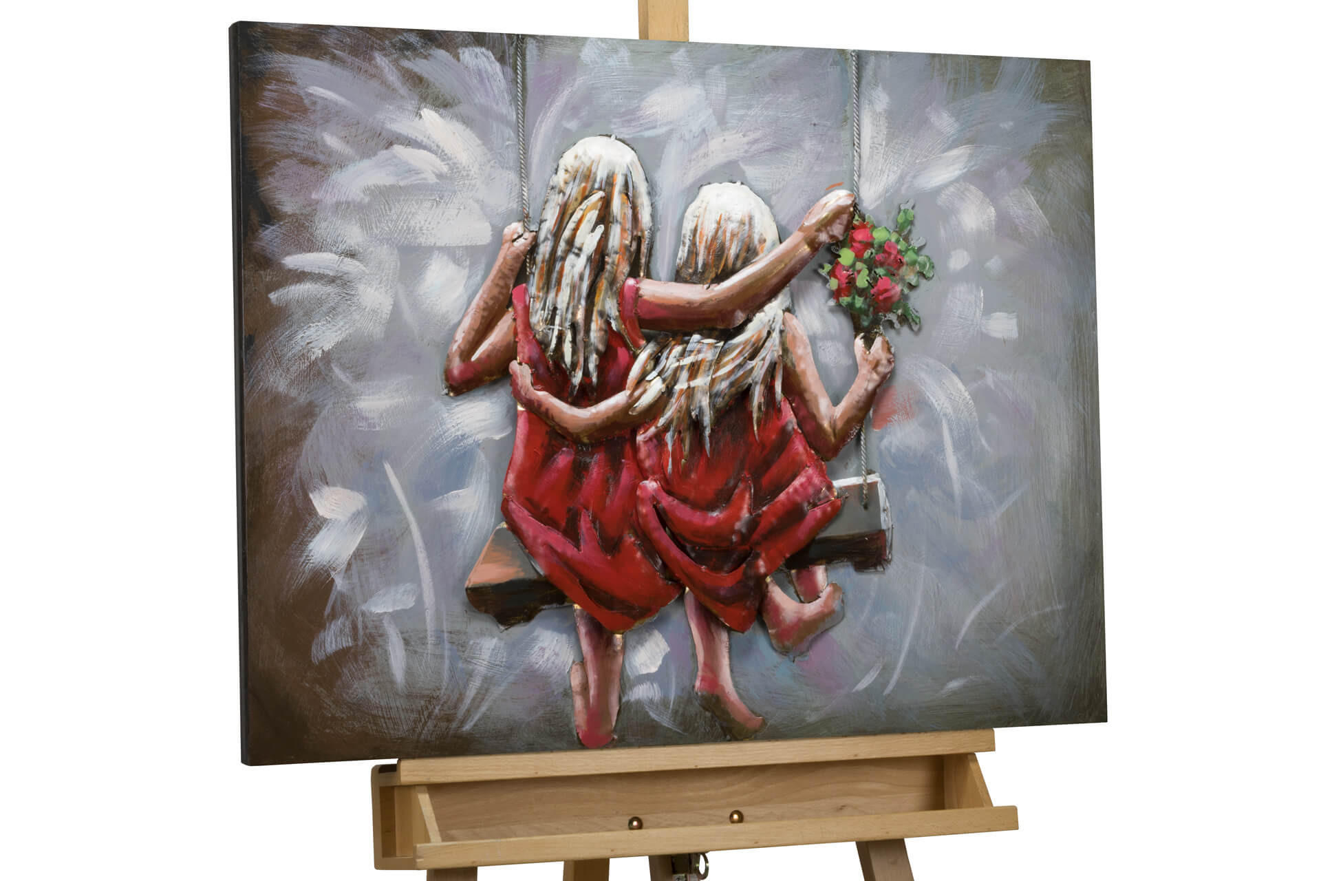 METALLBILD Rot 80/60 cm - Rot/Grau, Metall (5.2/60cm) - KUNSTLOFT