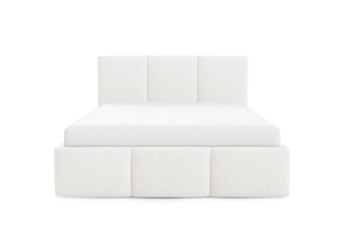 POLSTERBETT VALERIO mit Bettkasten, Bett 180x200,Doppelbett,Lattenrost,Boxspringbett-Optik,ohne Matratze,Schlafzimmer-Weiß - Weiß, Holz (180/200cm) - Furnistar