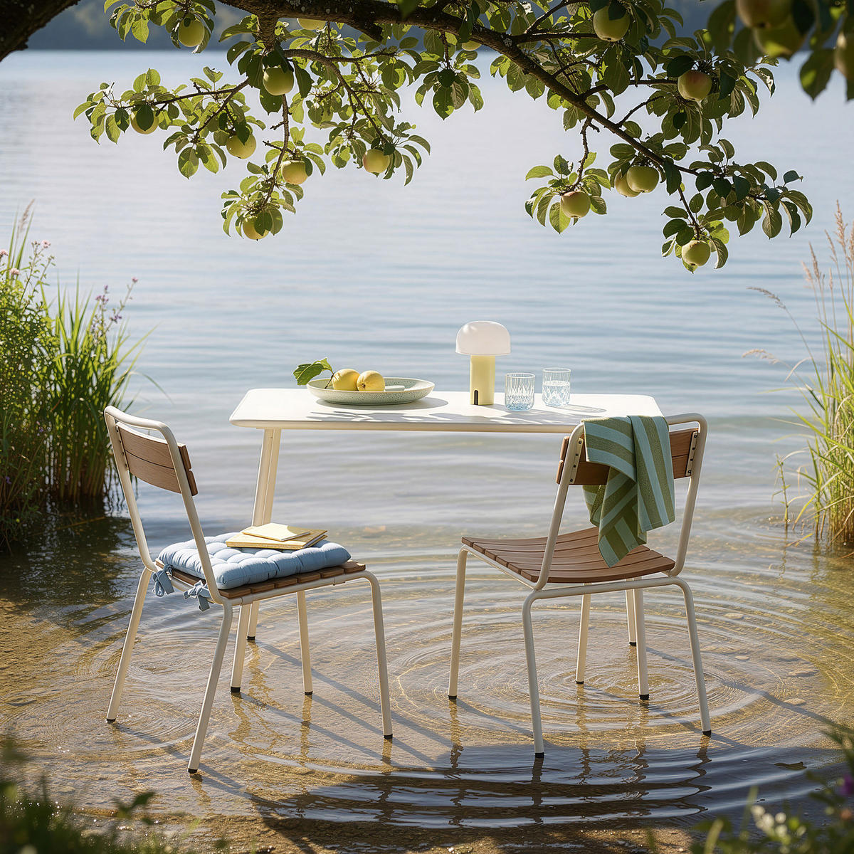 GARTENMÖBEL-SET (5-teilig) Junto - Beige, Metall - Butlers