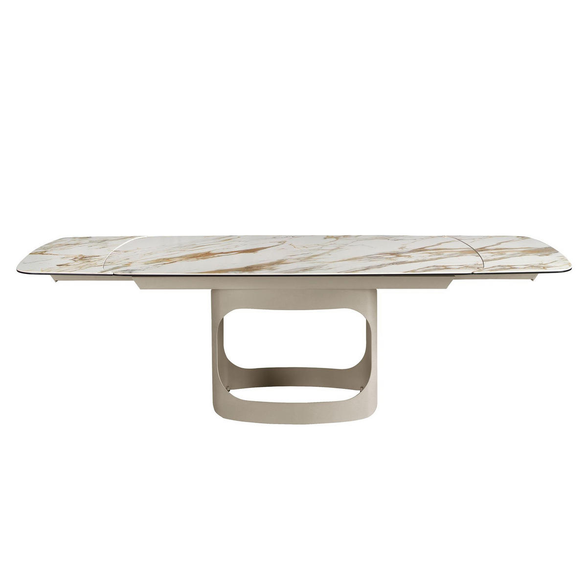 ESSTISCH Ausziehbarer ovaler aus Porzellanmarmor und metallisiertem Sandstahl Ø180/90/76cm - Weiß/Sahara, Keramik/Stein (90/180/76cm) - ANGEL CERDA