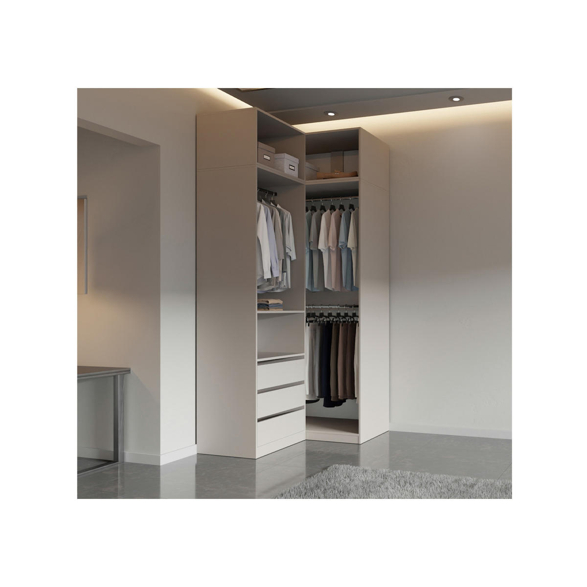 KLEIDERSCHRANK OFFEN TRES H/C CASHMERE 100/111/206/51 cm - Kaschmir, Holzwerkstoff (160/206/51cm) - Marmex Möbel