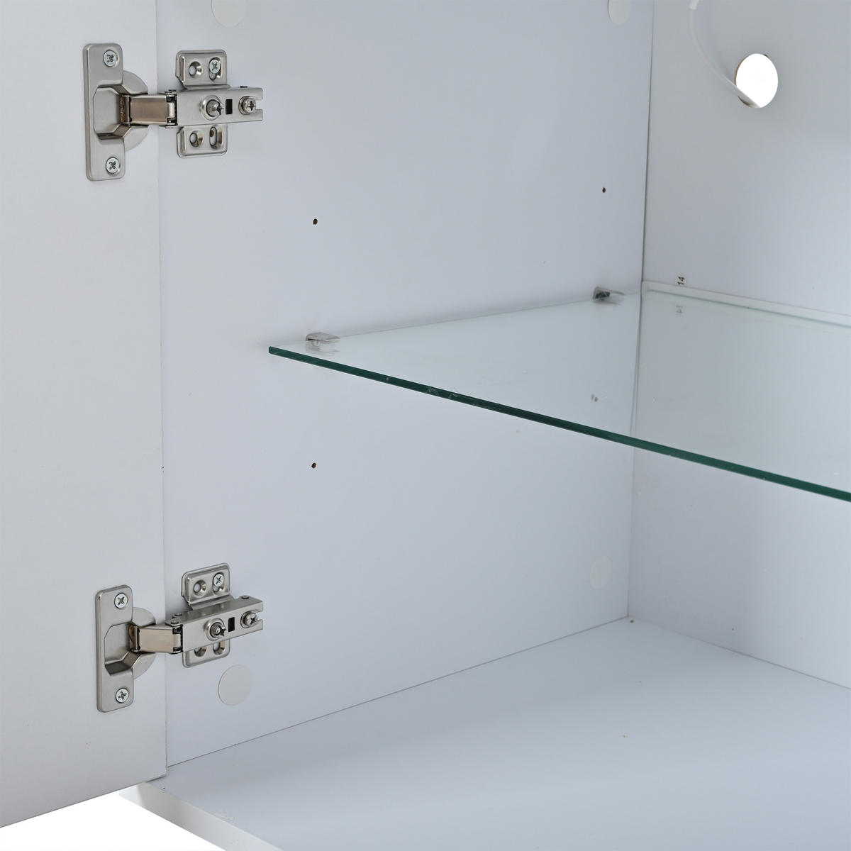 TV-SCHRANK weiß aus Spanplatte mit Hochglanzoberfläche und App-gesteuerter USB-LED 180 × 40 × 45 cm - Weiß, Holzwerkstoff (180/45/40cm) - Luhomfu