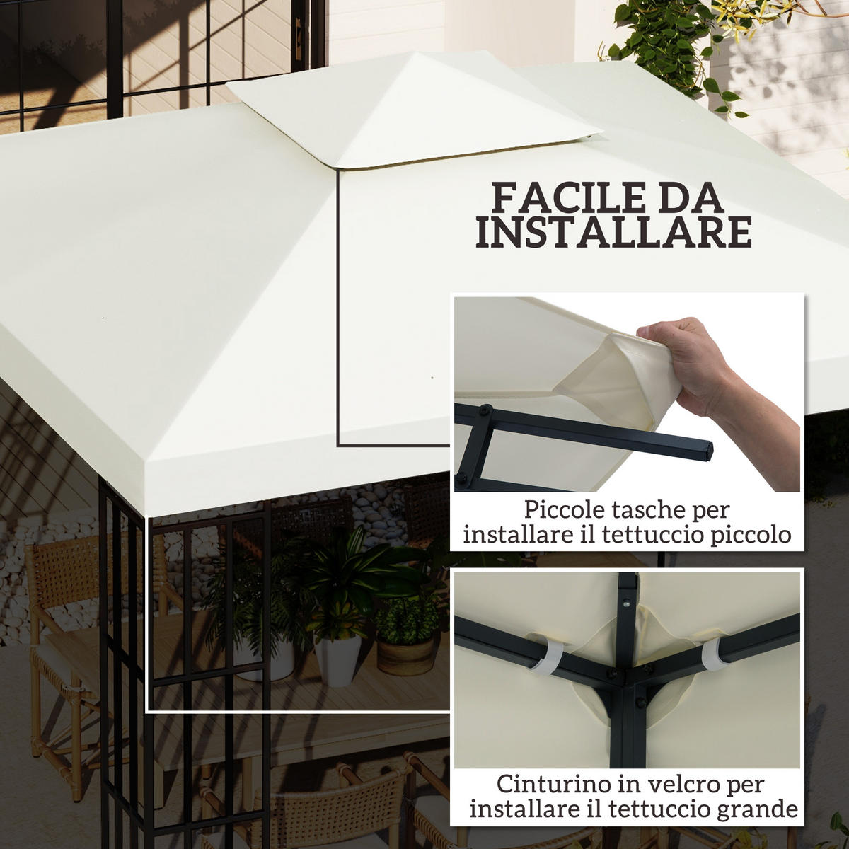 ERSATZDACH Beige 1 Stück - Beige, Naturmaterialien (300/0.1/300cm) - GiPP