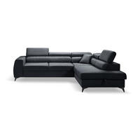 ECKSOFA PIERO L Rechts mit Schlaffunktion 195x125 Velours Dunkelgrau - Dunkelgrau/Schwarz, Holz/Textil (203/268cm) - Muffo