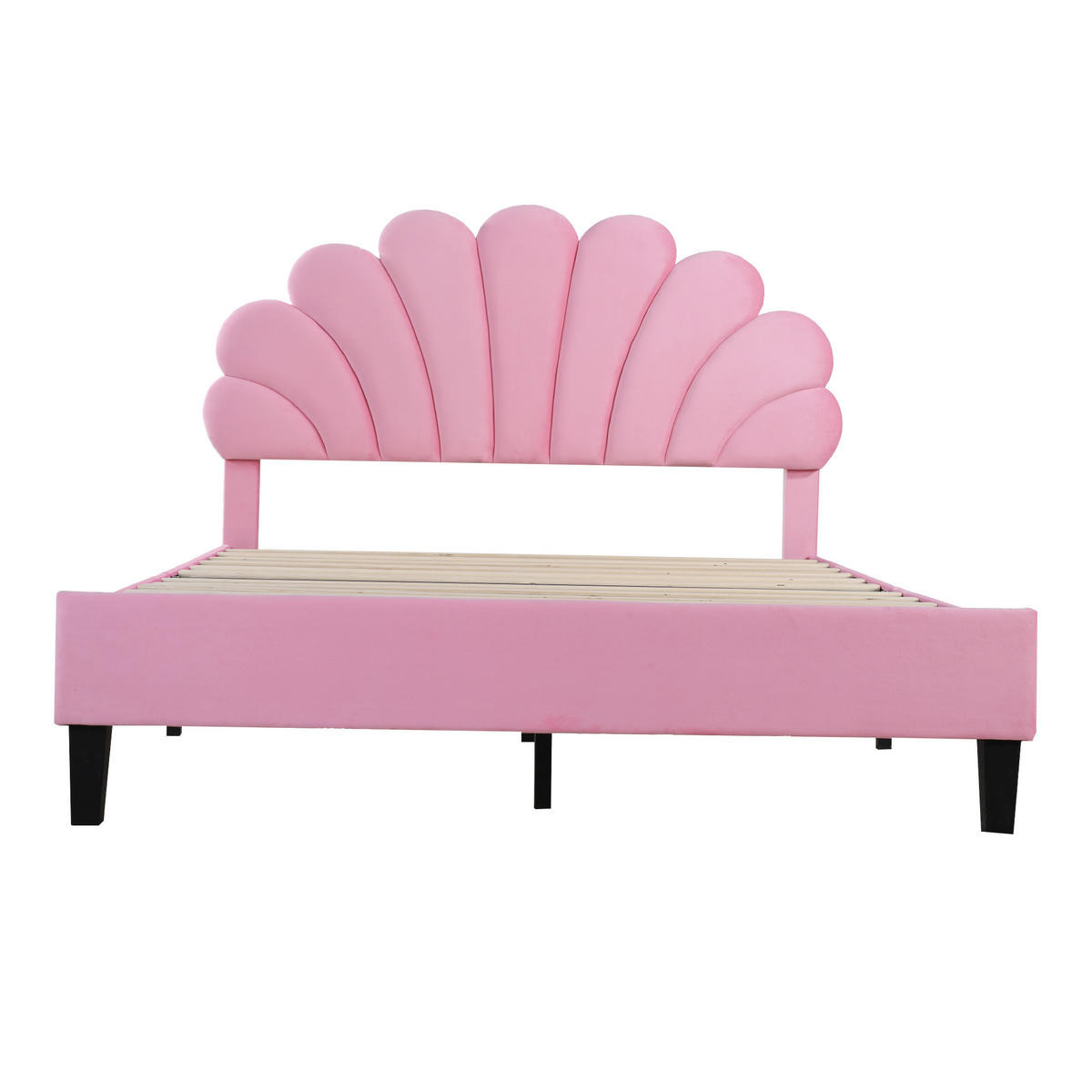 KINDERBETT 140/200 cm DE-01682, in Rosa, mit blumenförmigem Kopfteil - Pink, Metall (140/200cm) - ComfortXL