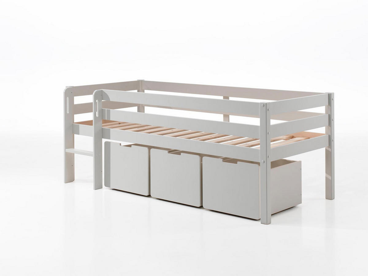 KOJENBETT Karolina 208x83x105 aus Massivholz in Weiß - Sandfarben, Holz (90/200cm) - 58aufmkessel
