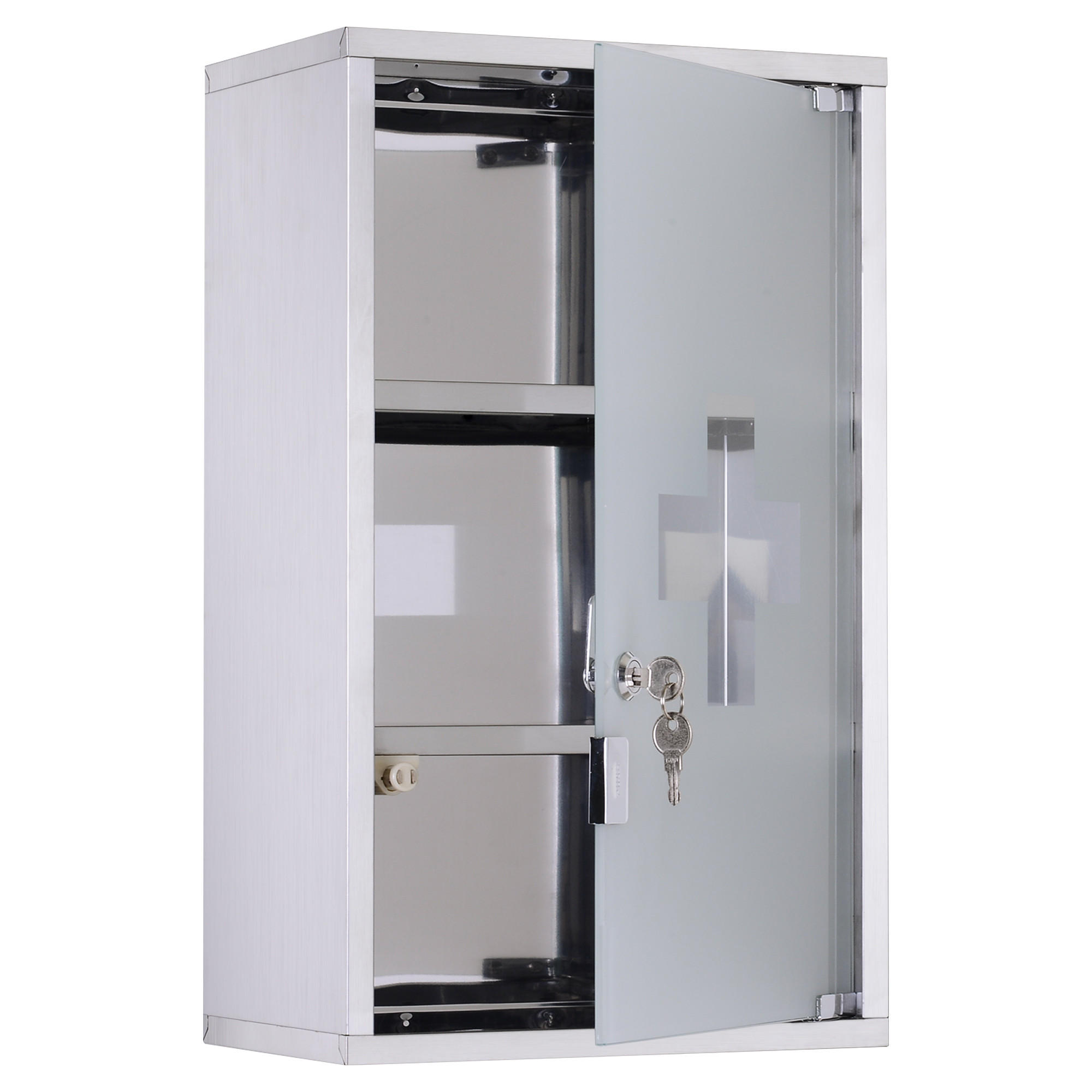 MEDIZINSCHRANK Grau, 3 Regale 1 Stück - Beige, Kunststoff (30/50/18cm) - GiPP