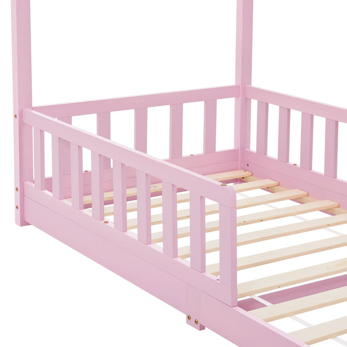 KINDERBETT Marli mit Matratze rosa 90x200 cm - Rosa, Holz (90/200cm) - Juskys
