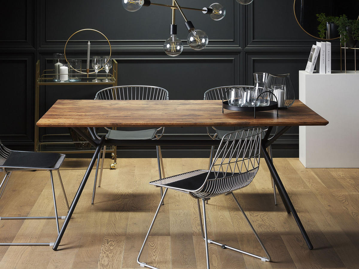 ESSTISCH 160/90/75 cm Dunkelbraun, Schwarz Rechteckig Amsterdam - Dunkelbraun, Holzwerkstoff (160/90/75cm) - Beliani