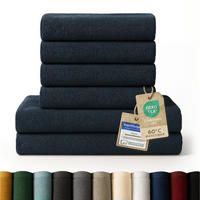 BADETUCH 6-teilig, 2x Badetuch 70/140 + 4x Handtuch 50/100 cm, Dunkelblau - Dunkelblau, Textil (70/140cm) - Blumtal