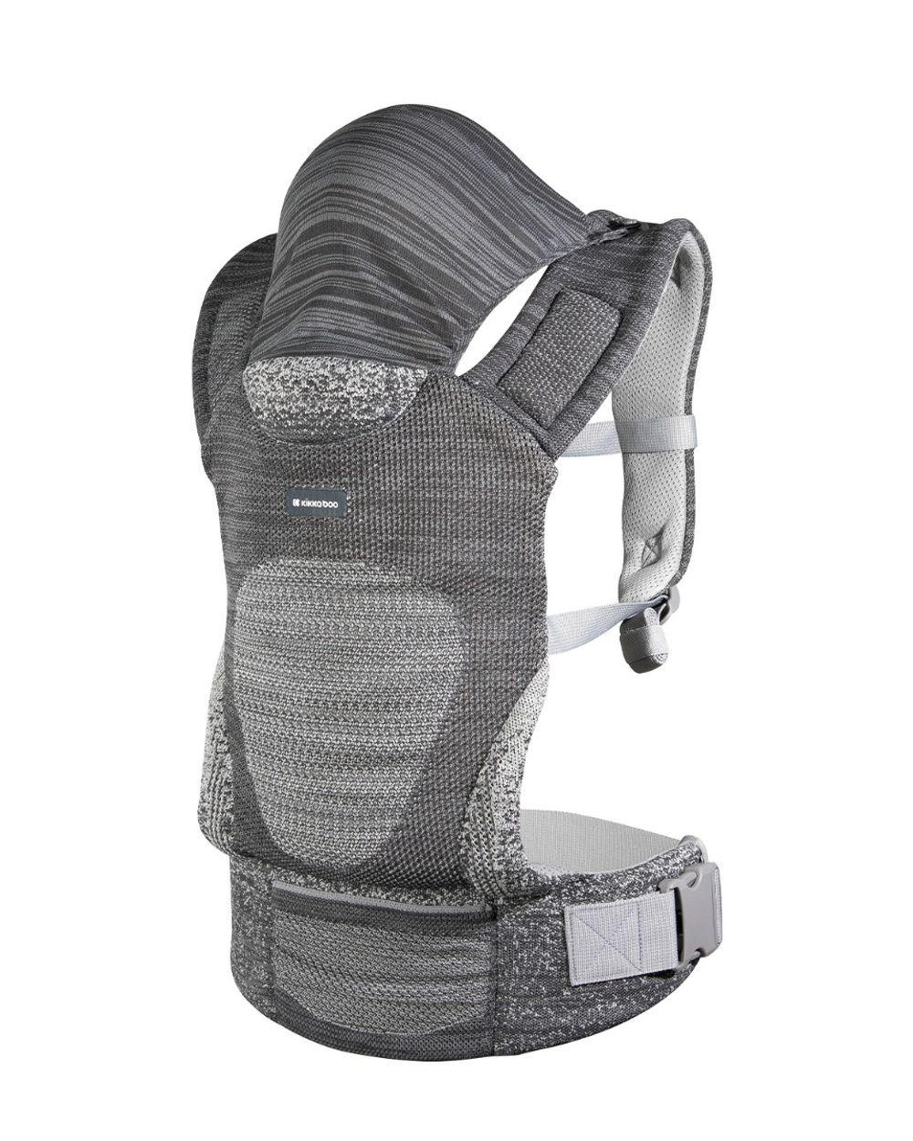 BABYTRAGE Hoody Fly grau Hüftsitz, 3 Tragepositionen, Strickstoff, gepolsterte Gurte, 15 kg - Grau, Textil (25/15/65cm) - Kikka boo