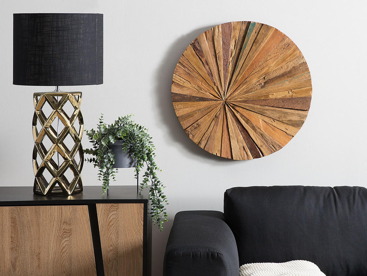 WANDDEKORATION Teakholz heller holzfarbton Morelia - Hellbraun, Holz (60/60/60cm) - Beliani