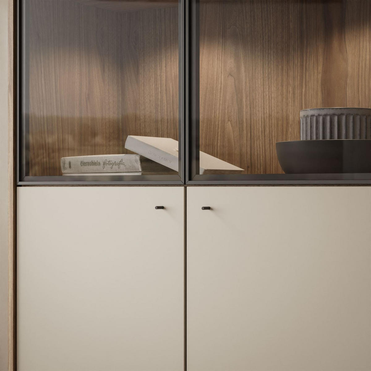 VITRINE ISA, zweitürig mit LED-Beleuchtung - Eichefarben, Holzwerkstoff (90/193/40cm) - Lookway