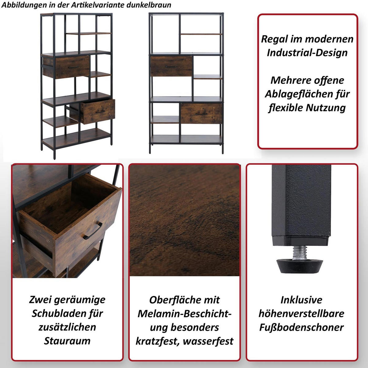 REGAL Dunkelbraun - Dunkelbraun, Holzwerkstoff (81/150/33cm) - MCW