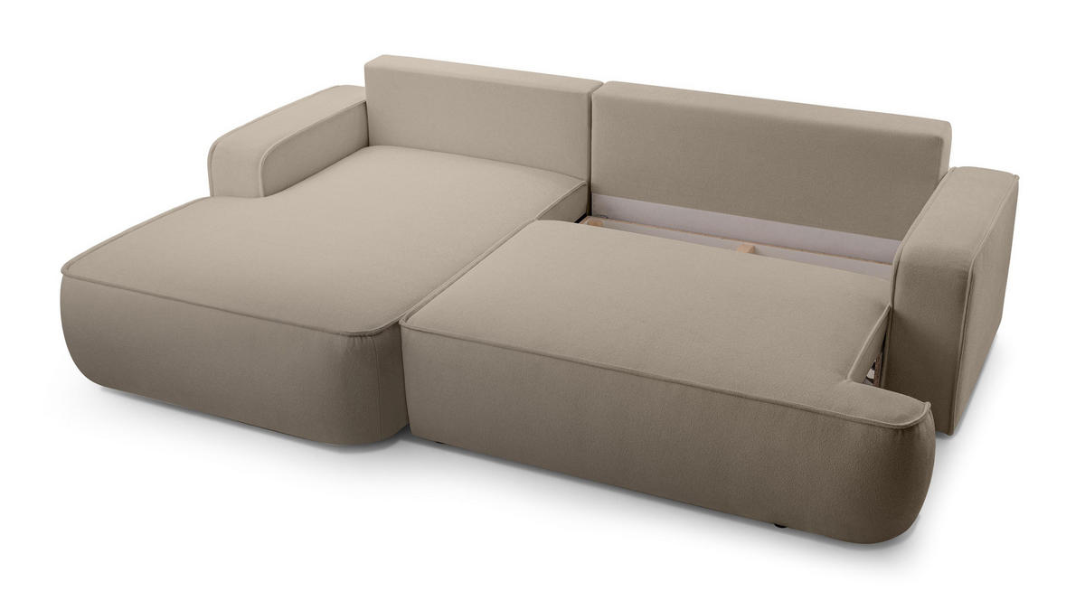 ECKSOFA L Form Ablia Beige 267/168/87 cm mit Schlaffunktion L - Beige/Schwarz, Kunststoff/Textil (168/267cm) - AX Living