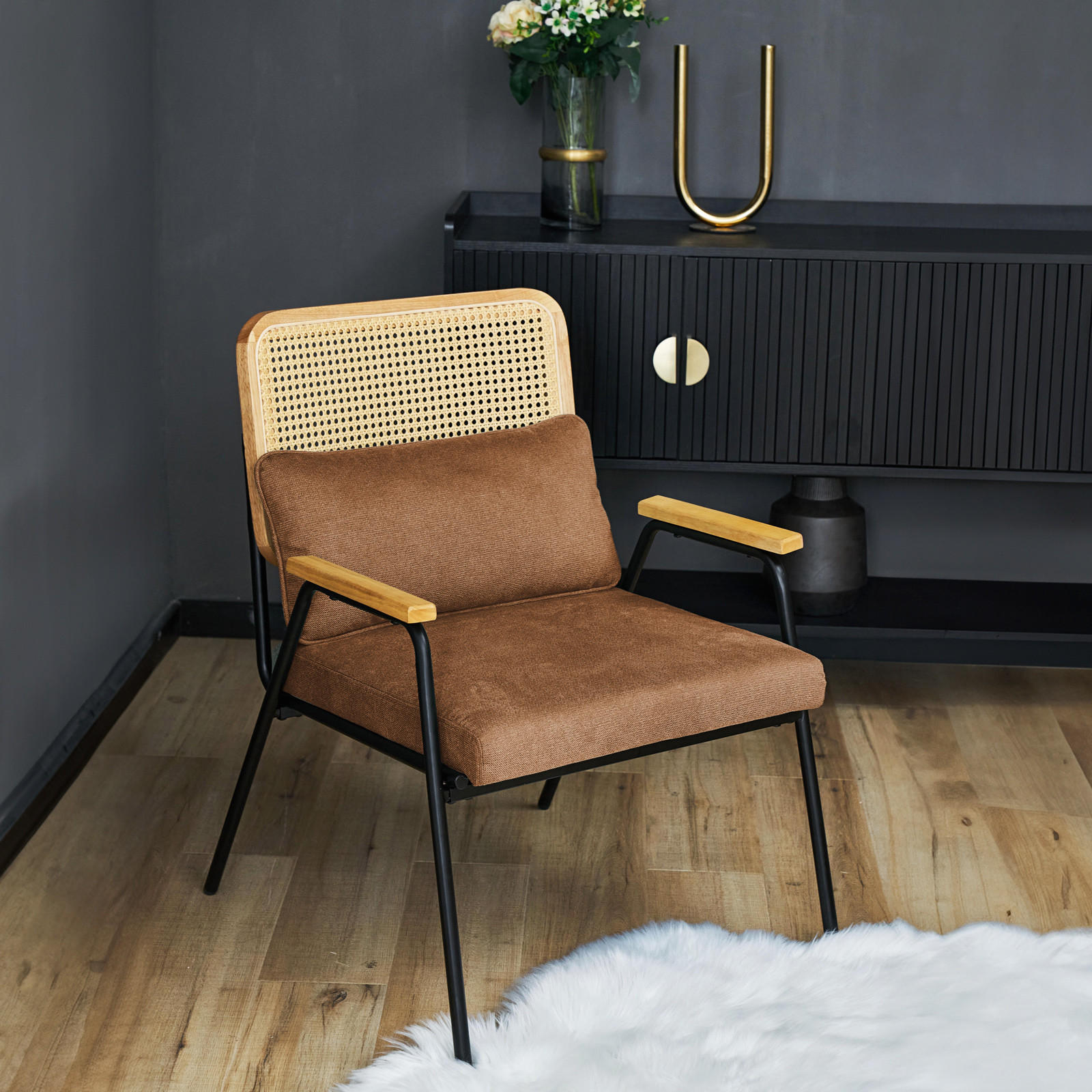 LOUNGESESSEL Thea - Braun, Holz (62/83/66cm) - SVITA