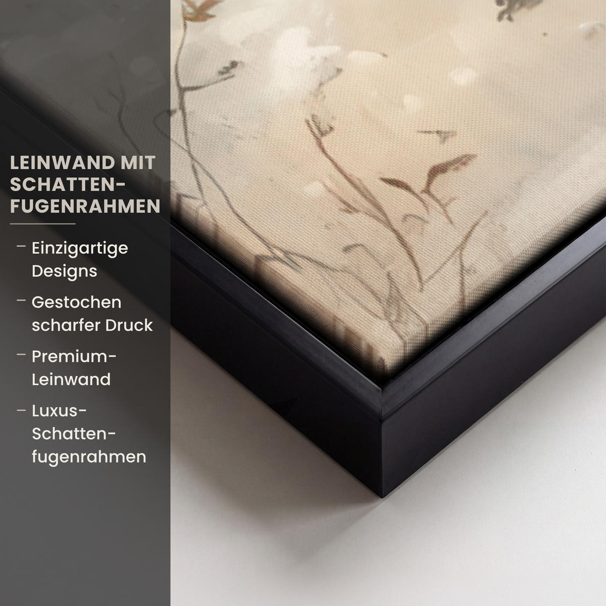 LEINWAND Bilder mit Rahmen - Weihnachten - Rentier - Winter - Kranz - 60x90 - Naturfarben, Textil (60/90cm) - MuchoWow