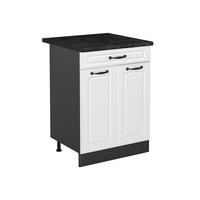 KÜCHENUNTERSCHRANK R-Line, Weiß Landhaus/Anthrazit, 60 cm mit Schublade Arbeitsplatte Anthrazit - Anthrazit/Weiß, Holzwerkstoff (60/81.6/60cm) - Vicco